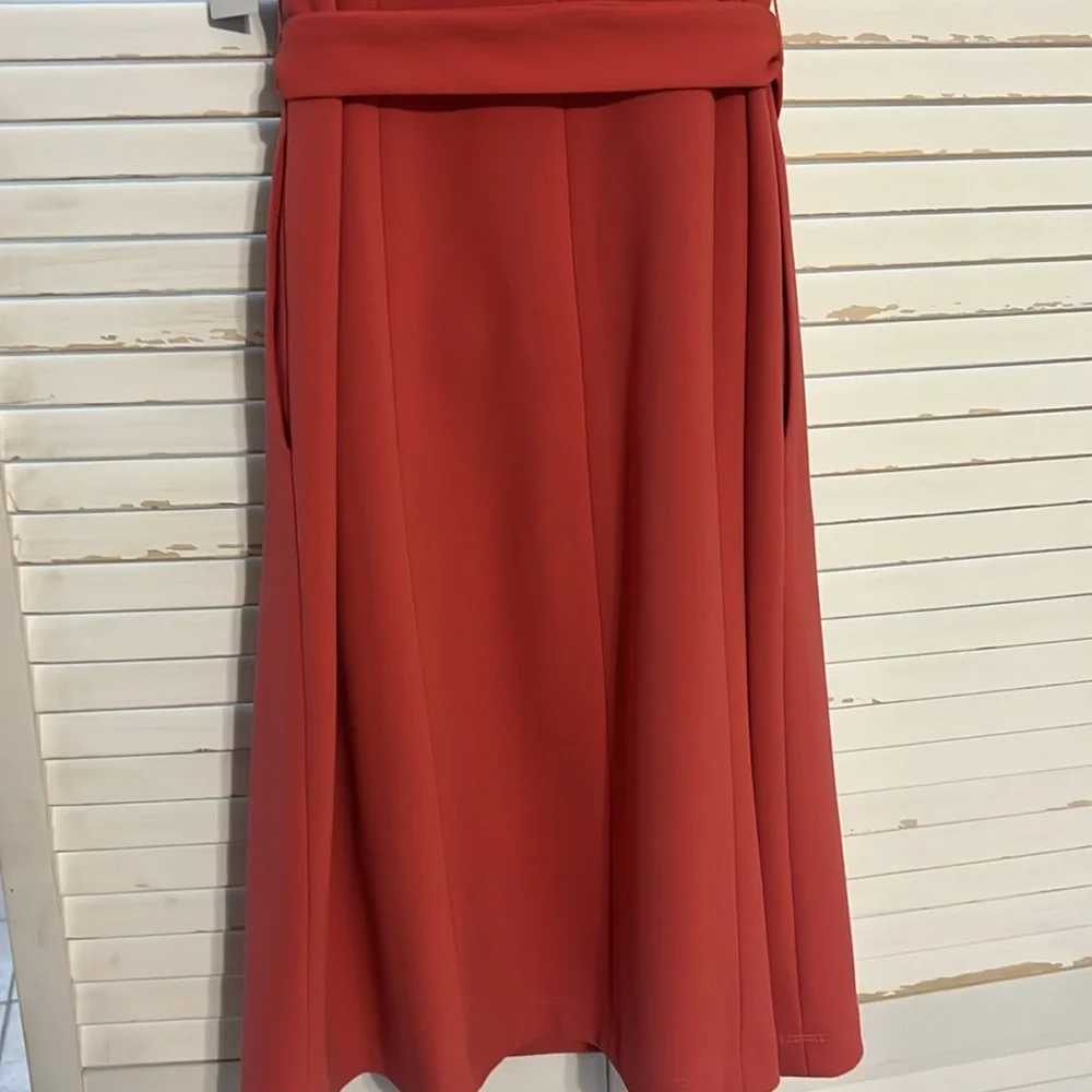 Elegant Terracotta Sleeveless Dress Size 2 - Picture 11 of 11